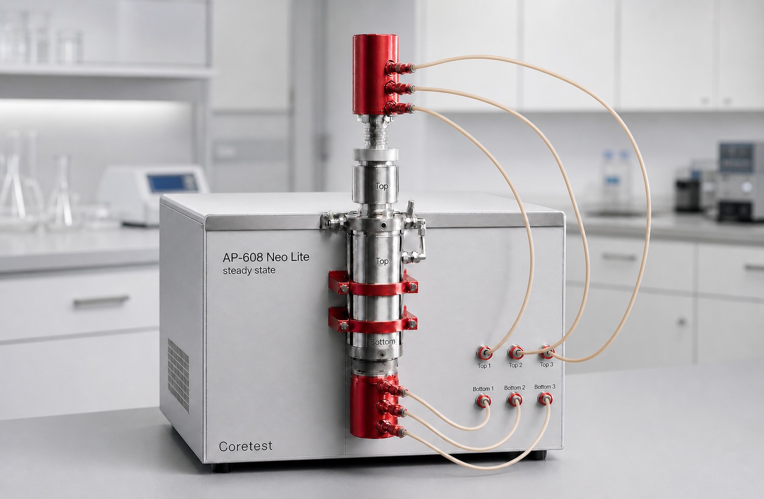 Coretest AP-608 Neo Steady State Lite gas permeability measurement system, benchtop unit with core holder